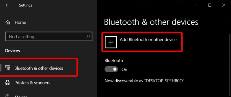 windows 10 settings devices bluetooth turn on