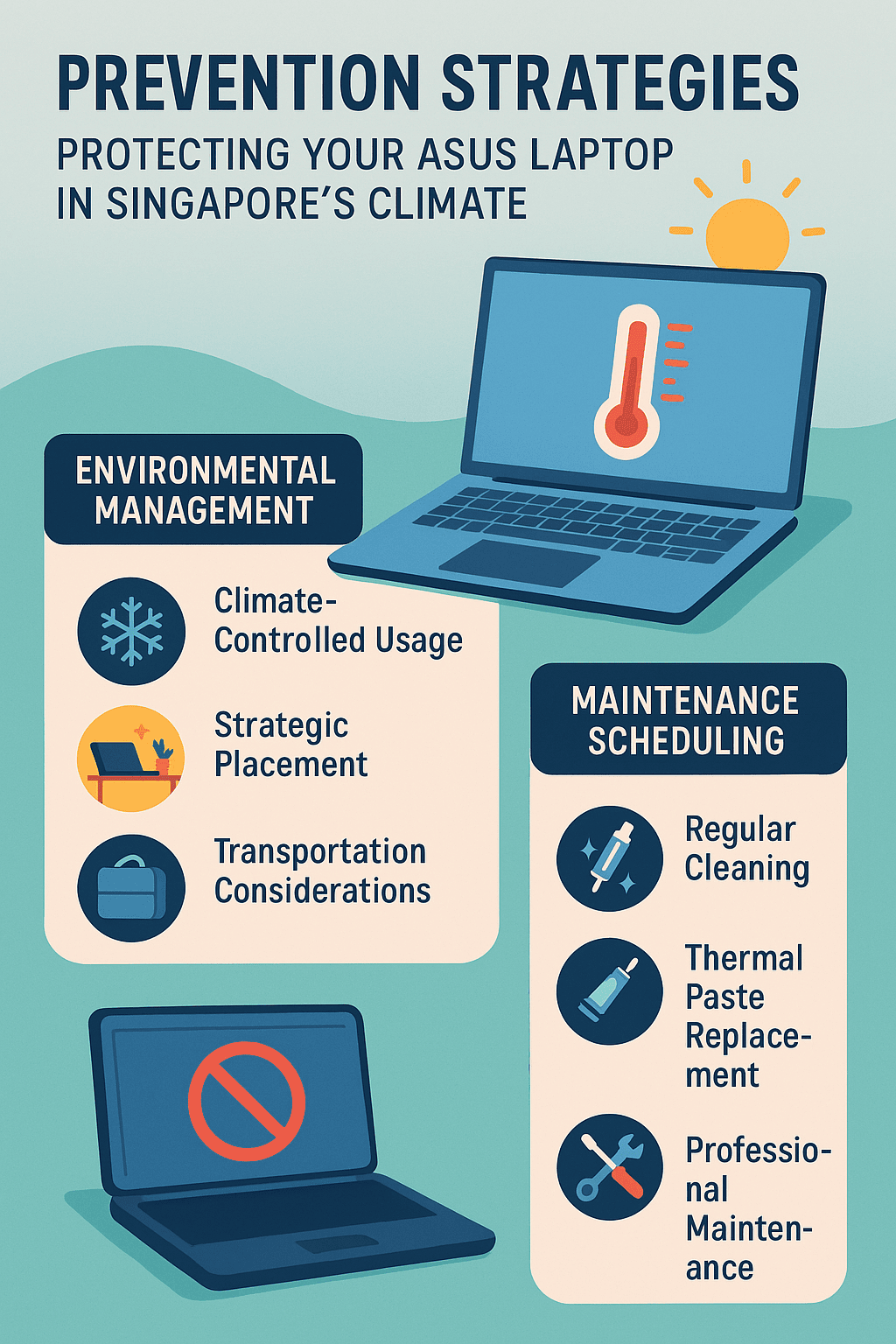 steps to fix overheating asus laptop in Singapore weather