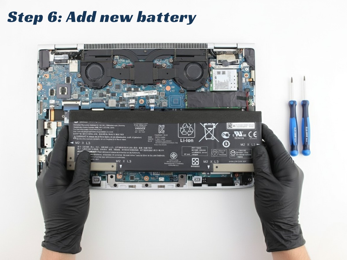 Replacing the bottom cover after installing the new battery